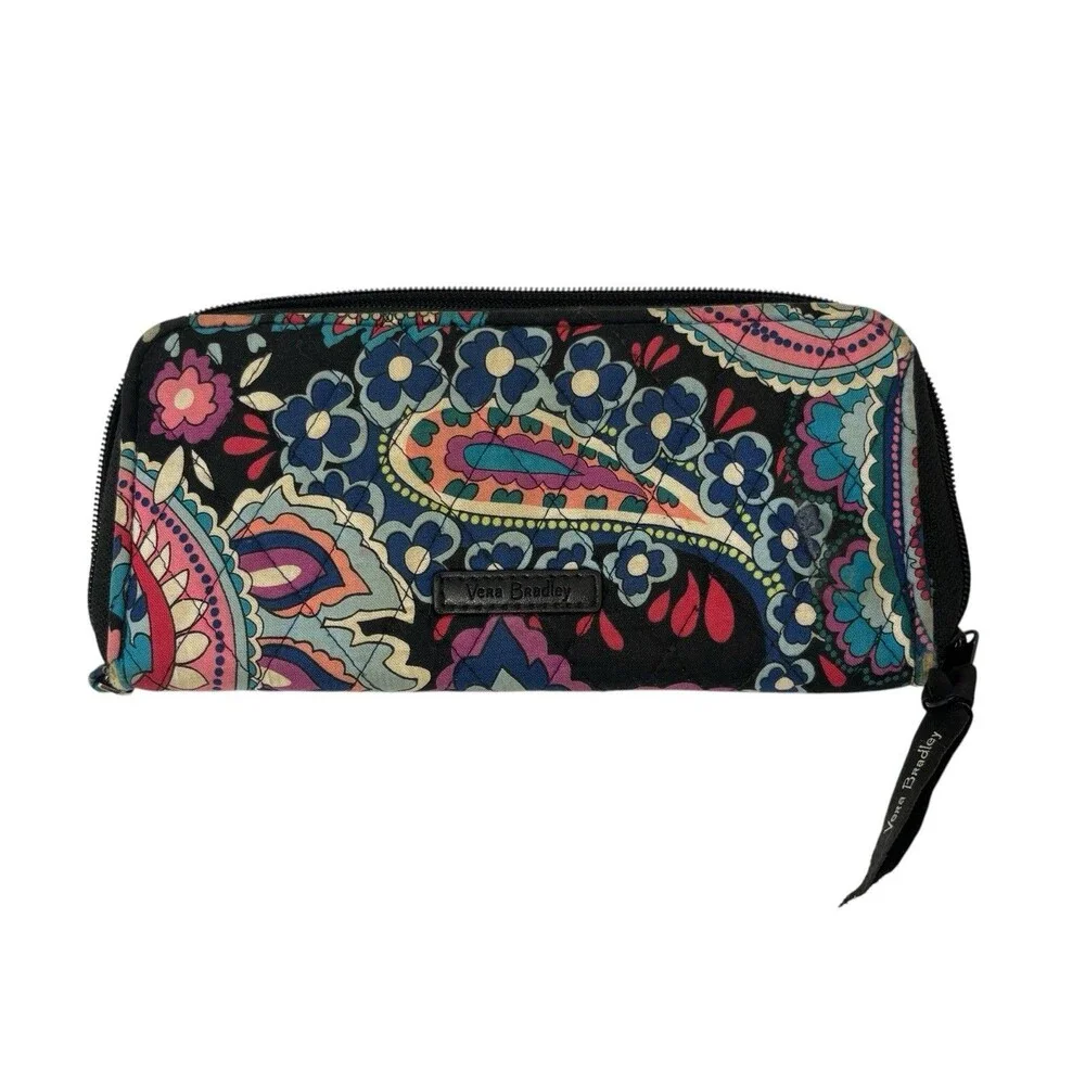 Vera Bradley Haymarket Paisley RFID Accordion Wristlet Wallet Cotton Organizer - Picture 2 of 4